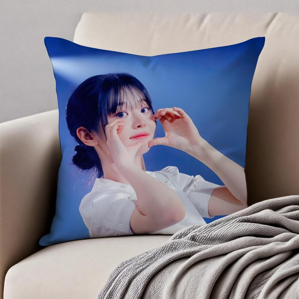 Popular Kpop Idol QWER HHina Jang Nayoung Cushion Cover Pillowcase Antidustmite Invisible Zipper Short Plush Sofa Cushion