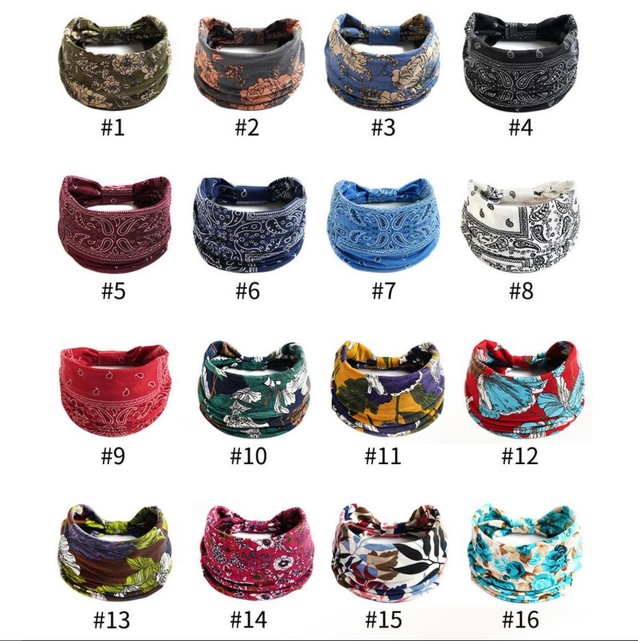 Algodão macio headwrap bandana turbante nó elástico acessórios para o cabelo vintage headbands ampla flor impressão boho
