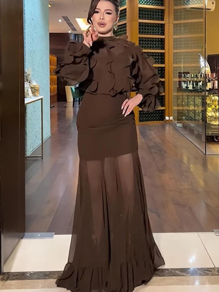 2026 Elegantes europäisches und amerikanisches formelles Chiffonkleid mit Taillenbetonung