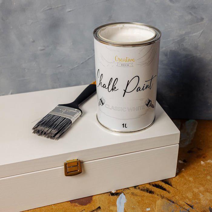 White Chalk Paint - CREATIVE DECO - 1L - Vintage and Antique Effect - Matte and Washable