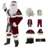 8 Pcs Mens Santa Costume Set Christmas Deluxe Velvet