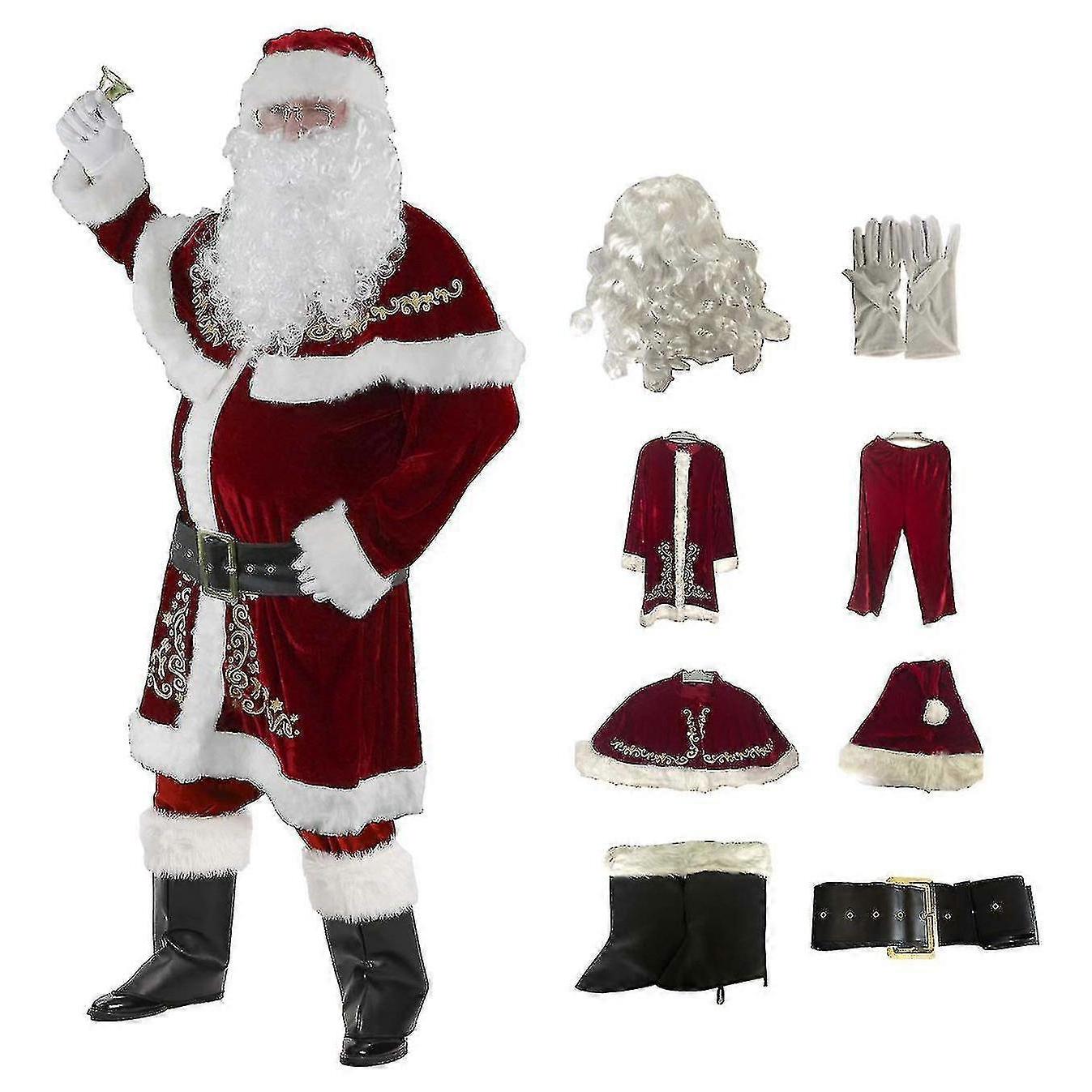 8 Pcs Mens Santa Costume Set