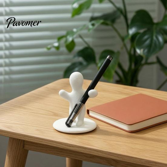 Creative Stationery Holder 3D Printed Funny Figure Pen Holder, Black White Humanoid Desk Office Accessories Organizer for Pencils Pens, Unique