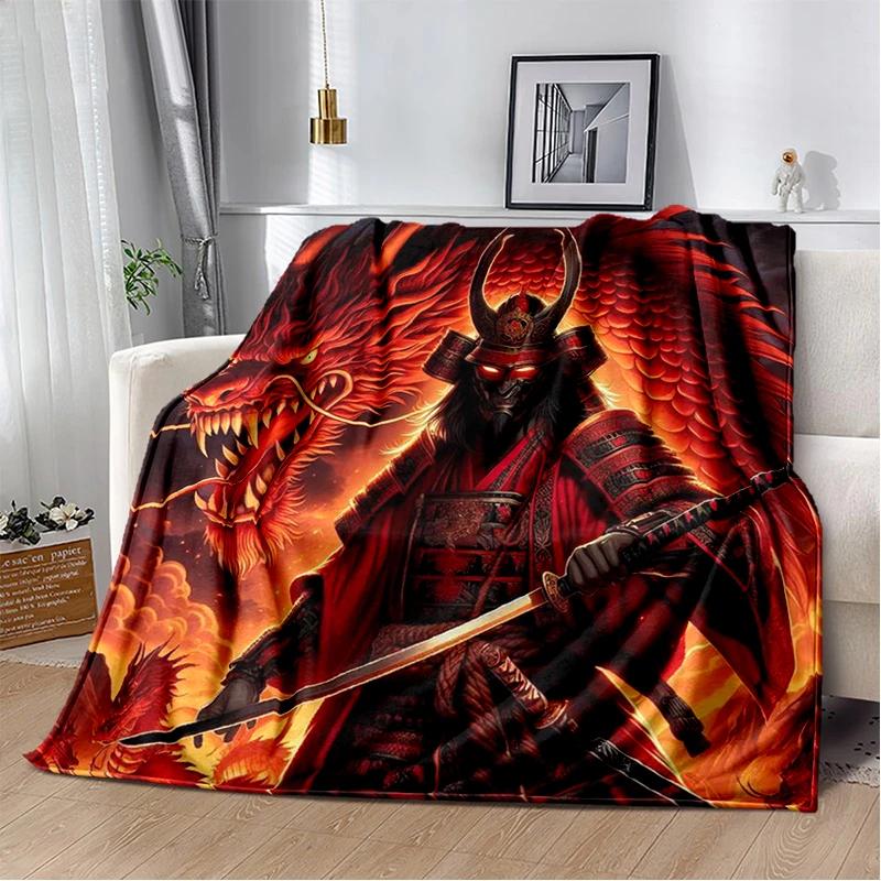 3D Japanischer Samurai Bushido Katana Cartoon Spiel Decke, Weiche Kuscheldecke für Zuhause Schlafzimmer Bett Sofa Reise Picknick Abdeckung Kinder