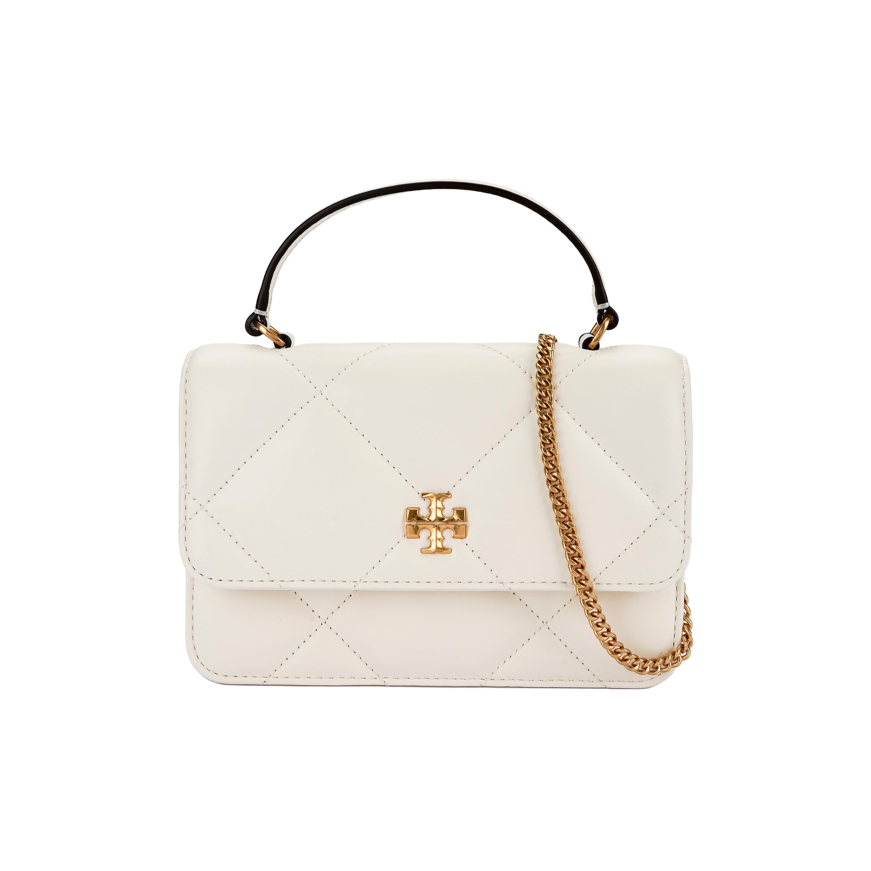 

Tory Burch Kira Diamond Quilt Логотип Ланцюжок Ремінь через плече Шкіра Напа Міні Сумка-кросбоді Жіночі сумки Теплий-Білий 158326-101 Basic Set (Bag+Dust Bag)