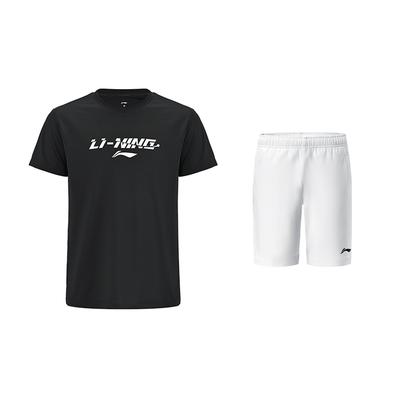 Casual Lazy Comfortable Quick-Dry Simple Short Sleeve Top With Side Letter Logo Print And Cool Shorts Sports Suit ATSV605-1+AAPU339-1