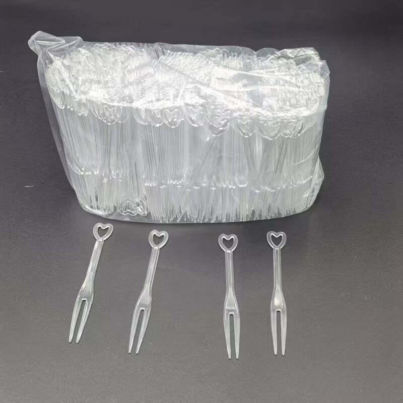 Transparent Plastic Fruit & Dessert Fork