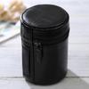 Estojo Médio para Lente com Zíper, Bolsa tipo Pouch de Couro PU, Caixa para Lente de Câmera DSLR, Tamanho: 13x9x9cm