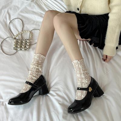 Ins Stil Retro Mary Jane Damenschuhe Frühling 2025 neu flach Französisch dicker Absatz Temperament High Heels