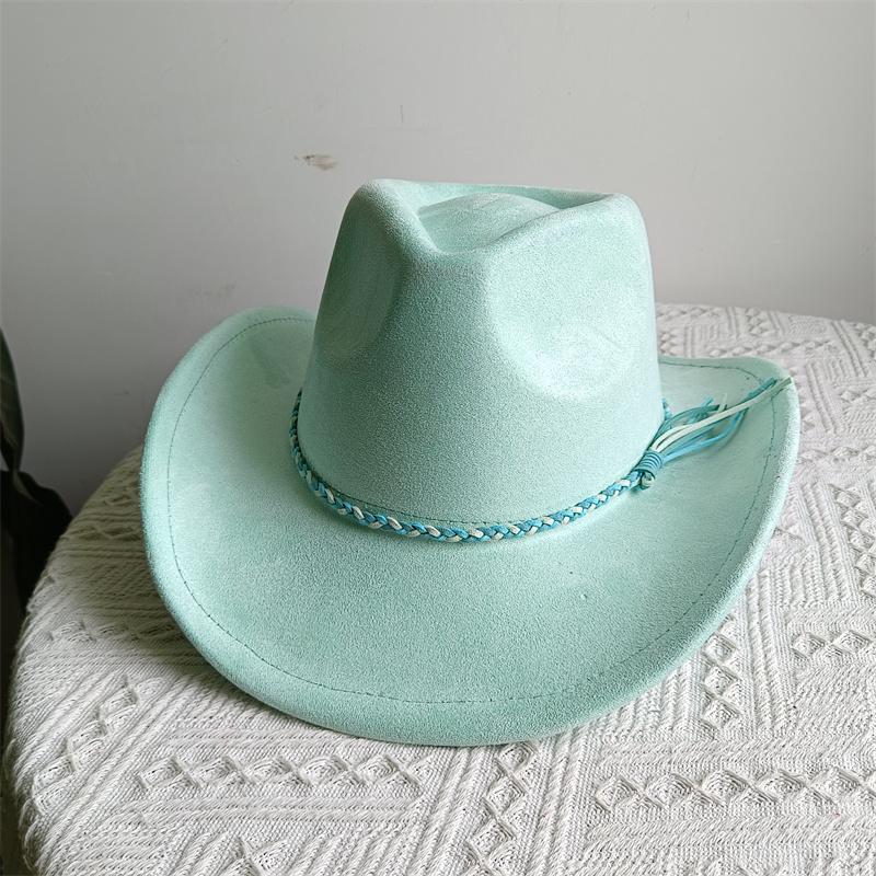 Cowboy Hat Suede Solid Color Men and Women Wide Brim Jazz Hat Outdoor Sun Hat Suitable for All Kinds of Parties Knigh
