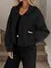 Fall Winter High Neck Zipper Drawstring Pocket Women Loose Baseball Jacket Coat