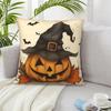 Halloween Linen Cushion Cover Trick or Treat Theme Pillowcase Pumpkin-Wizard Pillow Cover Halloween Party Decoration 2025
