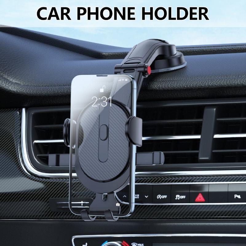 Car Phone Holder Dashboard Mount Cellphone Stand Auto Clamping 360 Degree Rotating Holder Suction Cup Automotive Cradles