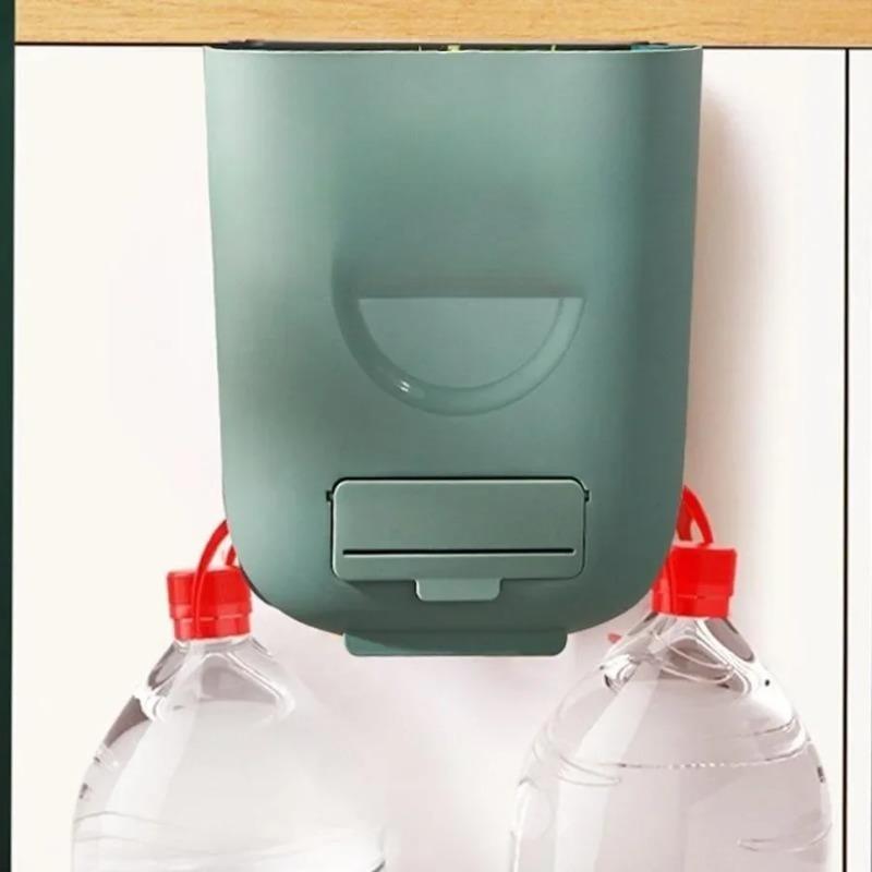 ONGE Hanging Kitchen Trash Can, Waste Bin,Small Plastic Folding Hang Garbage Can White And Green