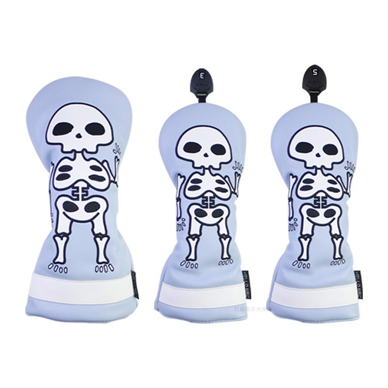 Skull Embroidered Golf Wood Headcover with Rotating Number Tag (1/3/5/UT)