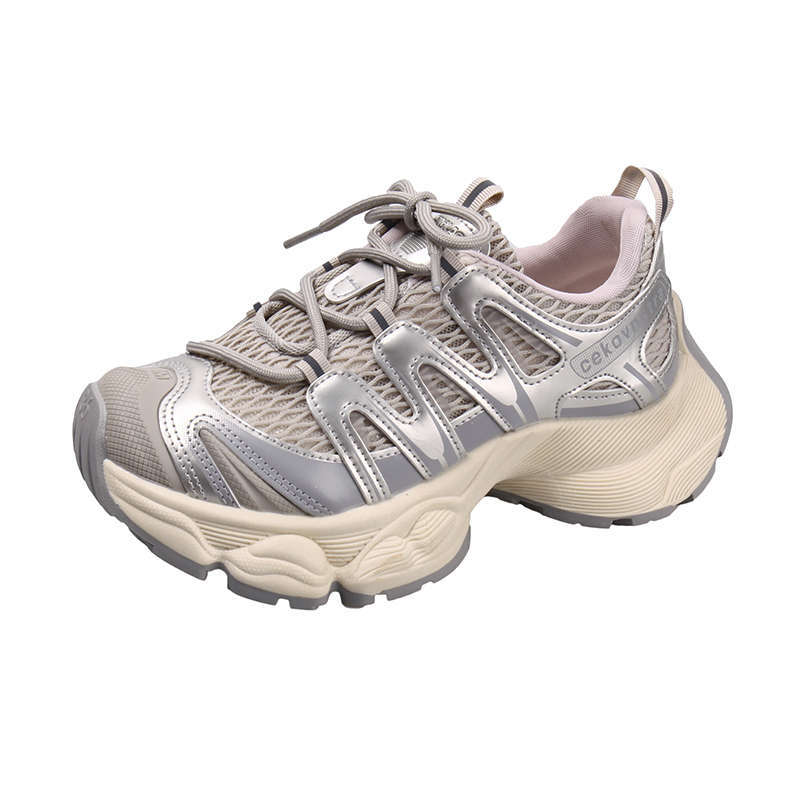 Ugly cute network sports dad shoes women's round head summer new chic niche Korean version student platform white shoes