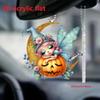 Festive Cartoon Acrylic Pumpkin Hanging Decoration For Car Interior Halloween Decor