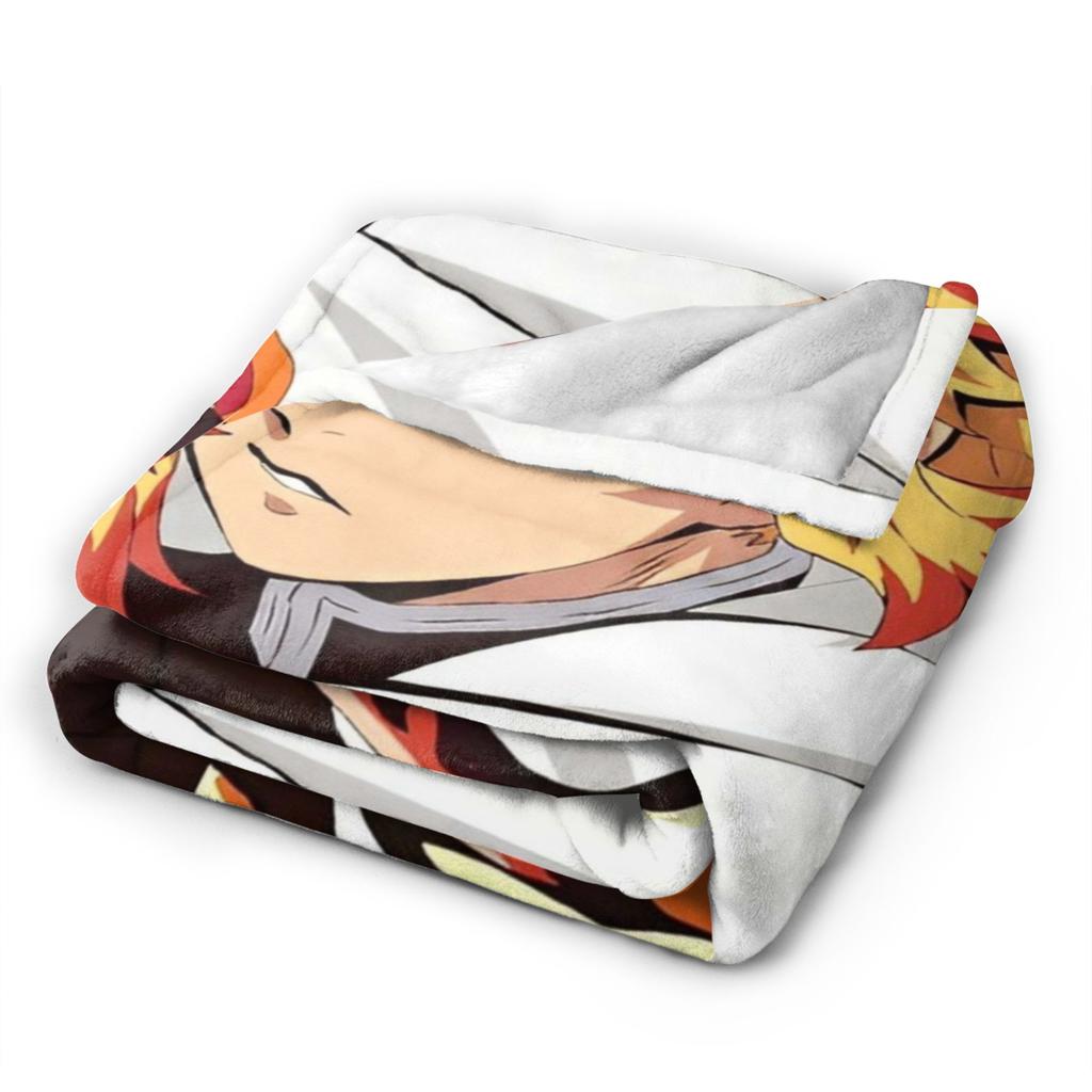 Flame Hashira Kyojuro Rengoku Blanket Anime Demon Slayer Fleece Awesome Breathable Throw Blanket for Coverlet Spring/Autumn
