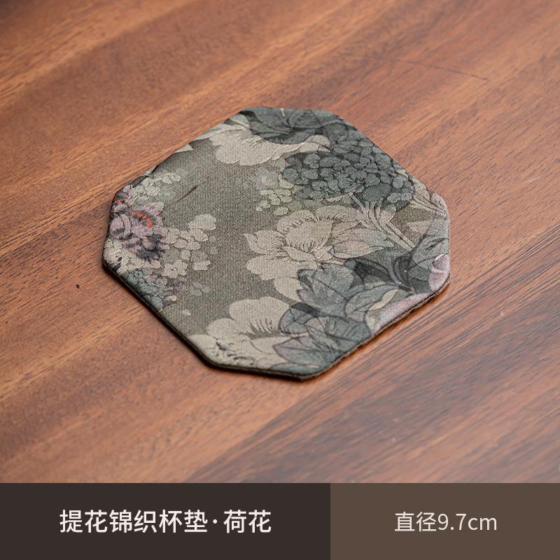Chinese Brocade Teacup Holder Coaster Cloth Cotton Linen Pot Tea Mat Table Insulation Kung Fu Tea Ceremony Teaware Accessories