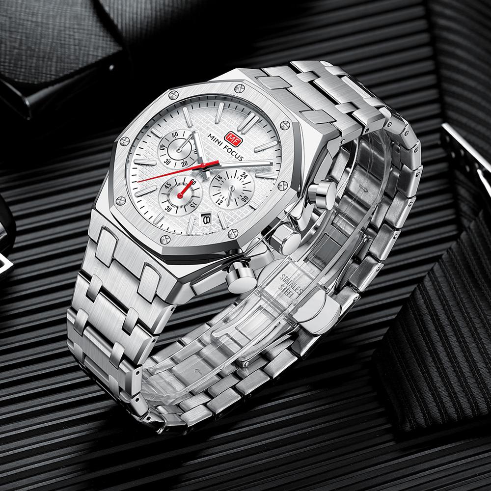 Herren Business Casual Multifunktions-Quarzuhr – Leuchtend Wasserdicht Edelstahlbanduhr Vatertagsgeschenk