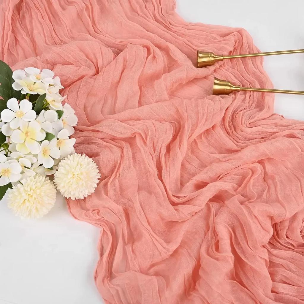 1PCS/10PCS 90*180cm Voile Cheesecloth Table Runner Semi-Sheer Gauze Dining Table Decoration for Wedding Brithday Party Christmas