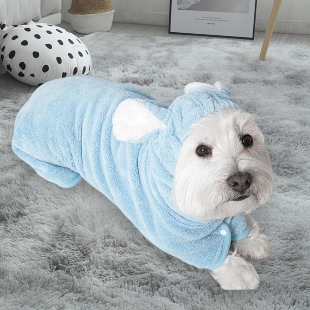 Dog Drying Towel Dog Hooded Bathrobe Towel Absorbent Pet Grooming Clothes Shower Blanket for Bathing Cat Puppy Winter Home