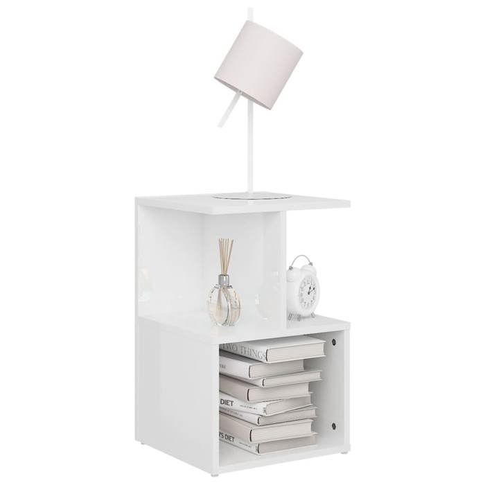 Tables de chevet - Maison Exclusive - Blanc brillant - Bois d'ingénierie - 35x35x55 cm (lot de 2)