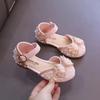 Girls Sandals Fashion Princess Shoes Spring Summer Bling Pearl Sequins Flat Sandals Simple Children Shoes Party Wedding I03201