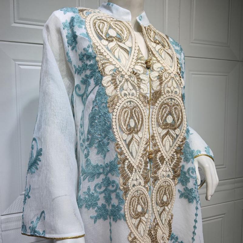 Muslim Women Embroidered Dubai Arabian Loose Dress Evening Dress Eid Robe