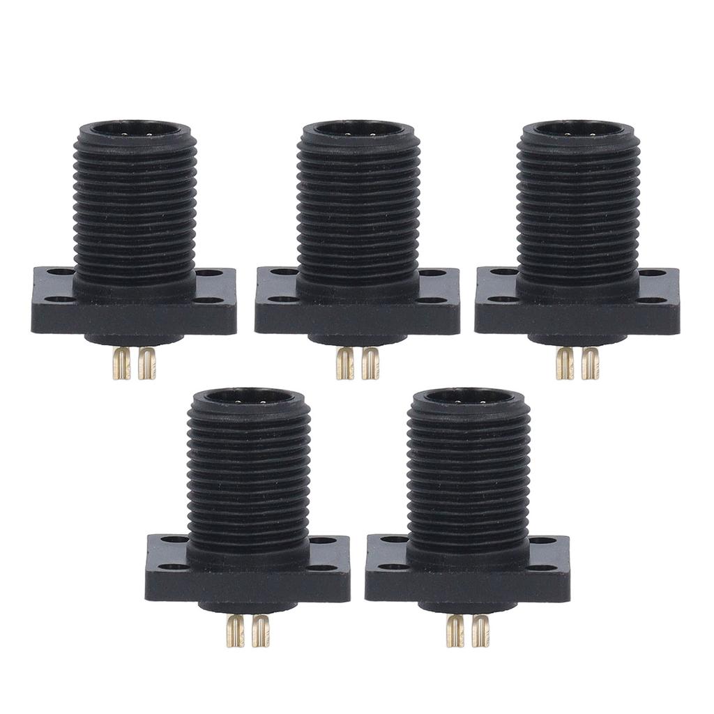 5Pcs E7 Thread Square Flange Pin Type Aviation Connector PA66 Solder 4 Core IP67 Electrical Cable Connector