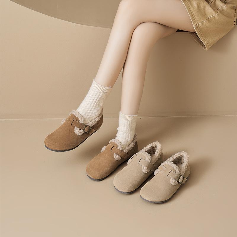 Augustine fleece Birkenstocks winter new flat-bottomed snow cotton shoes fluffy shoes