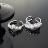 French Pearl Zircon Cross Opening Ring Women'S Niche Design Stacked High-End Personality Ring