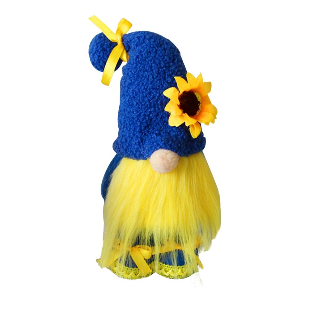 

Гном Соняшник, Гном Україна, Безлика плюшева лялька Гномик ручної роботи, Декор Гномик Соняшник весна-літо, Орнамент Весняний гном з прапором України