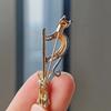 Silvery Tone Witch Cat on Broomstick Brooch - Gothic Halloween Safety Pin Charm Jewelry for Women