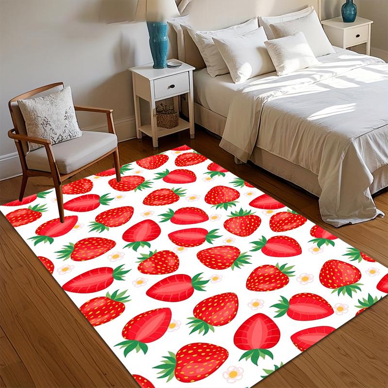 

Cute Strawberry Print Area Rug Non Slip Soft Floor Carpet for Kids Room Nursery Bedroom Living Room Playroom Decor 40X60cm