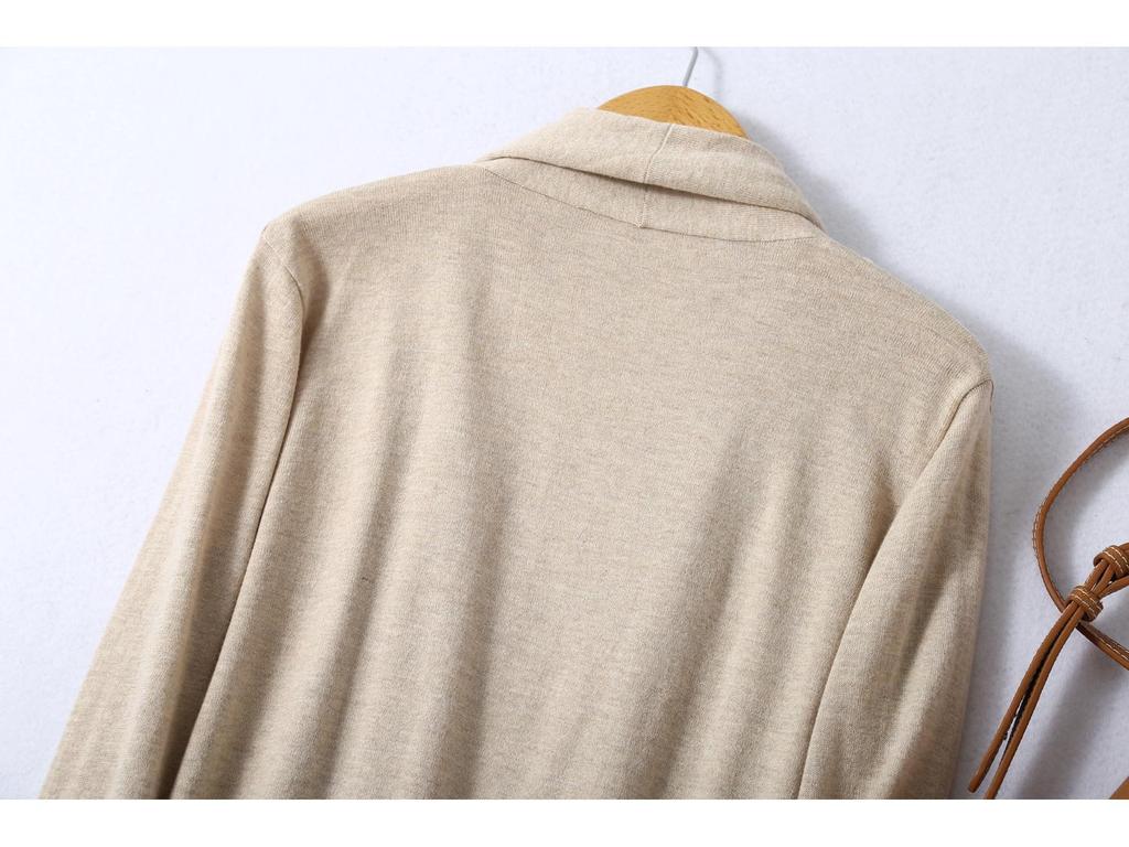 Breathable Loose Knit Cardigan with Scarf Collar - Perfect for Spring & Autumn Commute