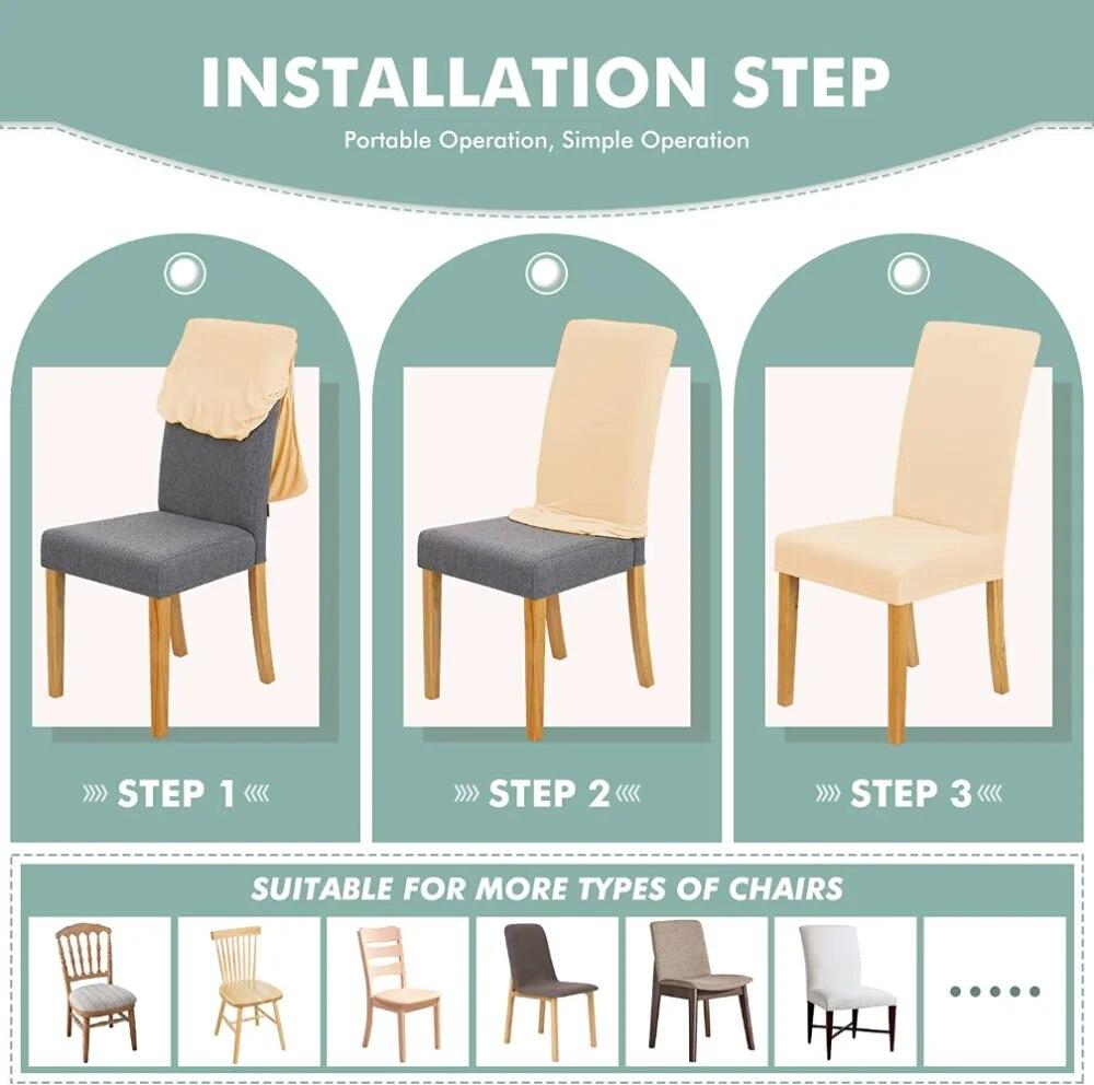 Waterproof Elastic Chair Cover Dining Room Solid Color Chair Slipcover Spandex Removable Chair Seat Cover for Kitchen Wedding