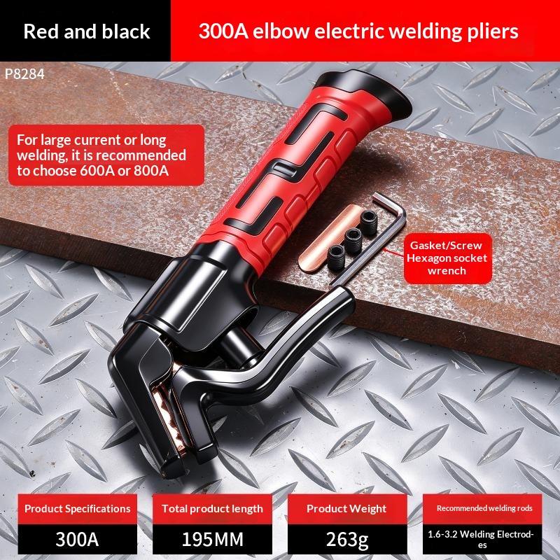 Insulated Pure Copper Welding Electrode Holder Ergonomic Non-Slip Arc Stick Welder Clamp 300A for Home DIY Welding Projects