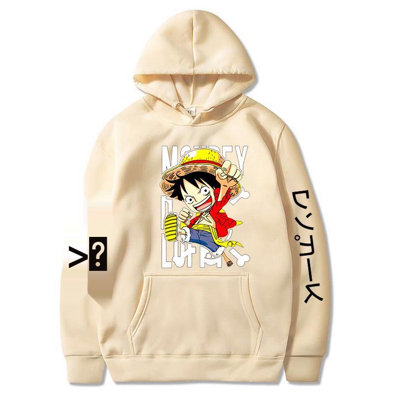 One Piece Luffy Anime Unisex Hooded Pullover Sweatshirt - Korean-Style Casual Long Sleeve Top