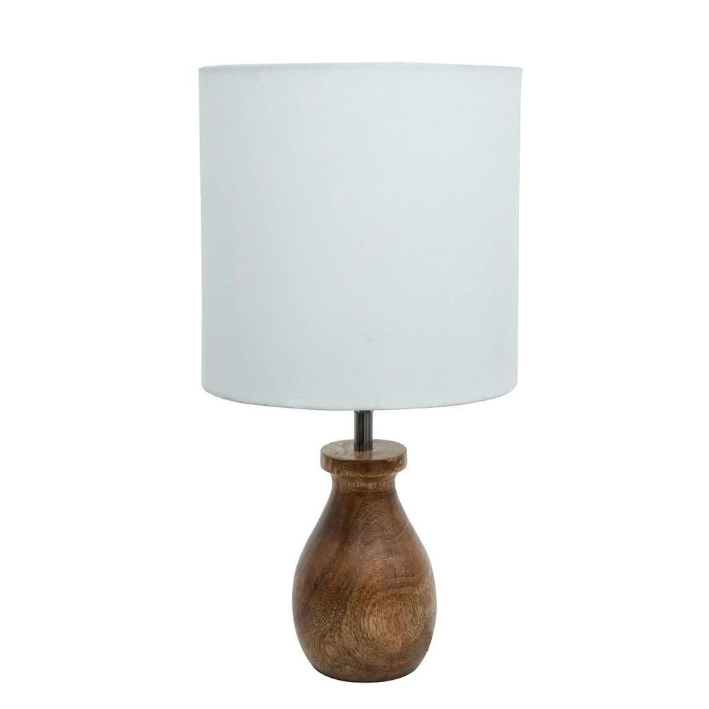 Dovel Pot, Modern LED Table Lamp with Shade, Wooden Base Modern Fabric Lampshade for Home Office Cafe Restaurant, (Pleated White)