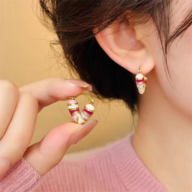Korean Love Heart Hoop Earrings for Women Jewelry Party Gift