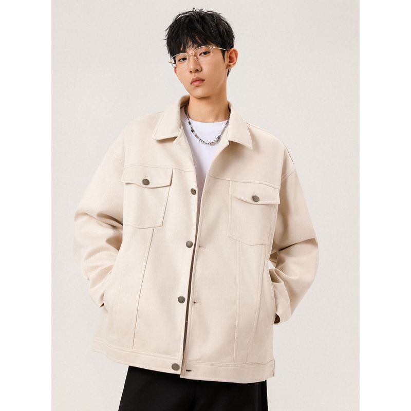 Wassup American Retro Jacket for Men, Autumn and Winter 2026 New Style, Distressed Loose Workwear Lapel Jacket for Teenagers