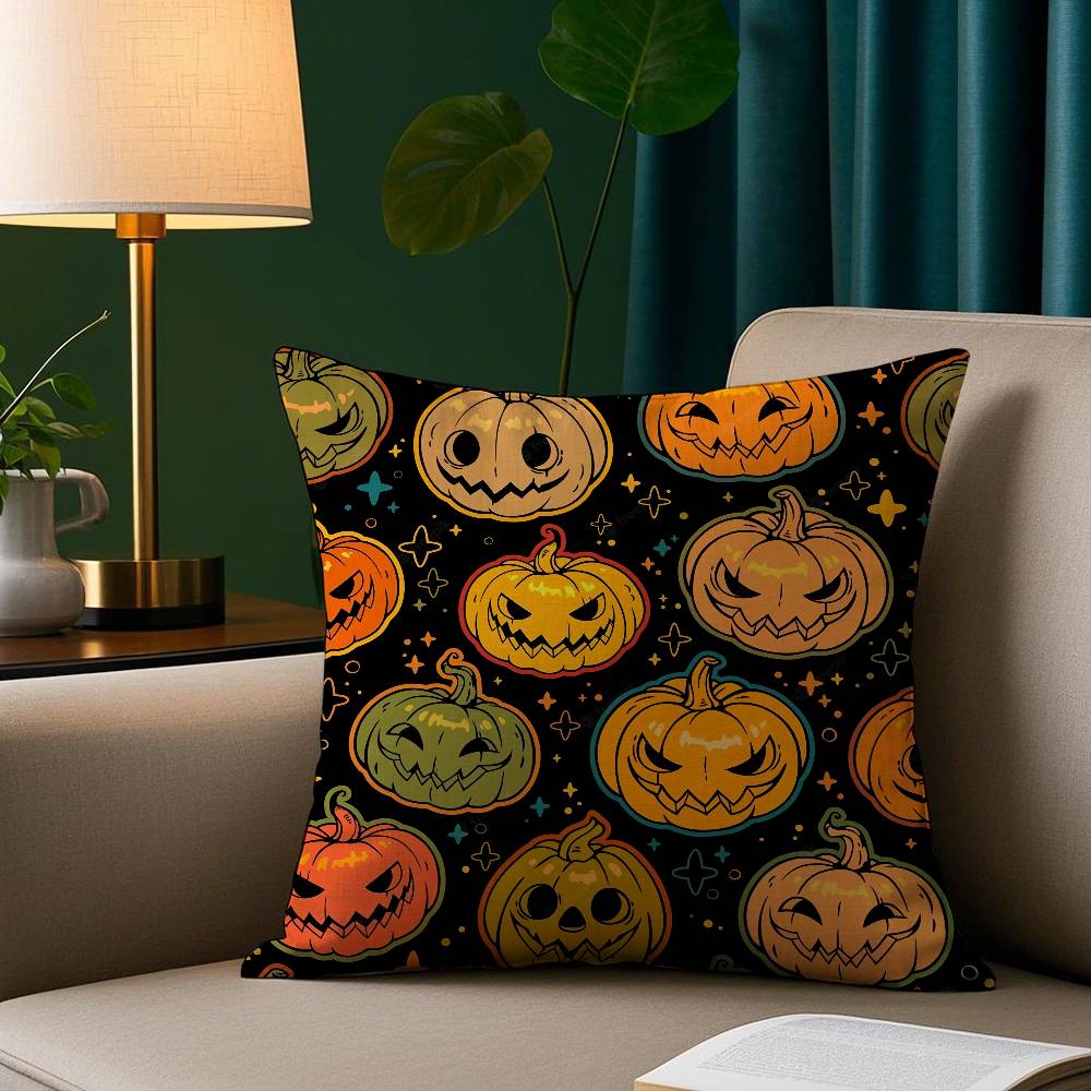 

Horro Halloween Pillow Case Plush Fabric Soft Pillowcase Double Sided Print Sofa Cushion Cover Throw 12x12Inch