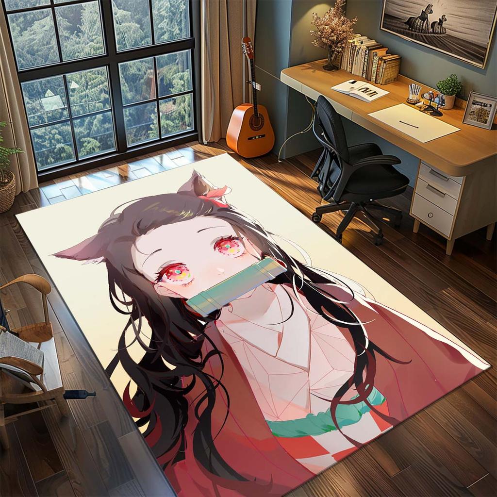 Demon Slayer Anime Rug Carpet Large Area Rug Non Slip Washable Floor Mat Gamer Room Bedroom Home Decor -QJY