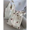 Embroidered Cherry Female Canvas Shoulder Bag Large Capacity Female College Girls Vest Bag Handbags Sweet Bow Ladies Tote Bags