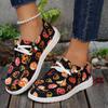 Colorful Pumpkin Print Casual Sneakers for Women Soft Bottom Lightweight Slip On Loafers Woman Comfortable Non Slip Flat Shoes