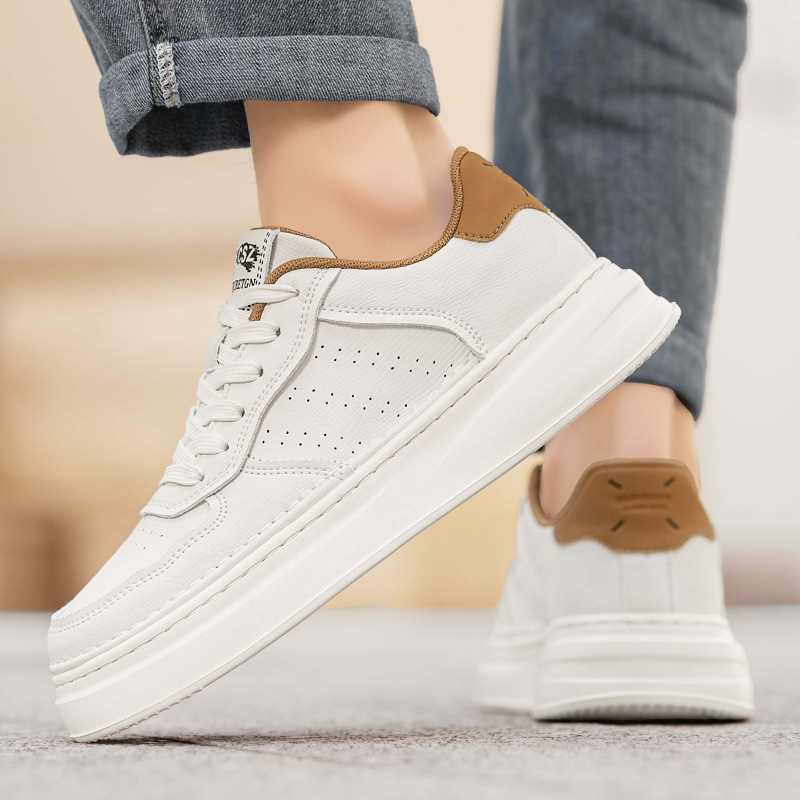 Men's autumn new British leather breathable casual sports platform shoes