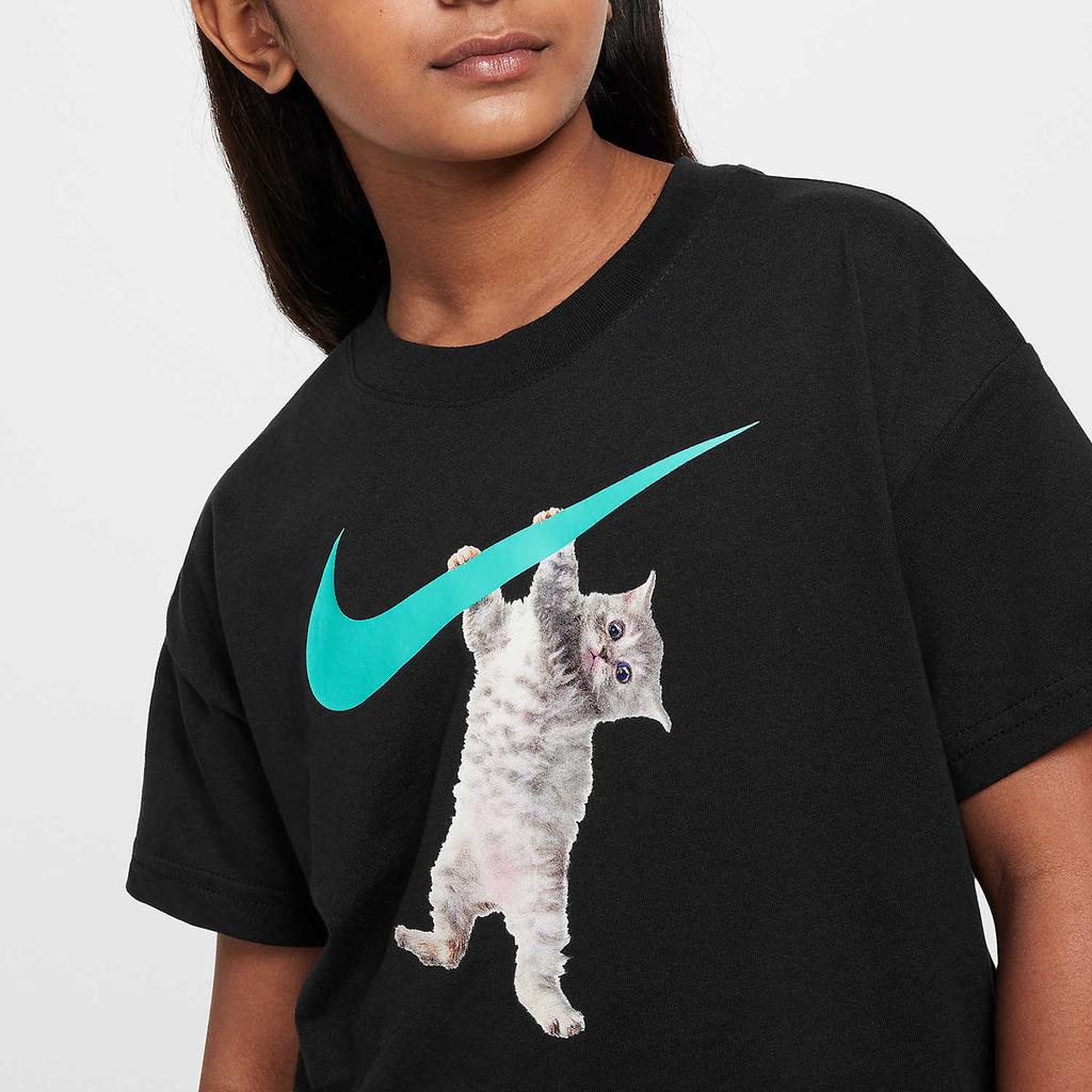Nike Kids Sportswear Cotton Soft Comfort Short Sleeve T-Shirt Kids Tops Black FZ5538-010