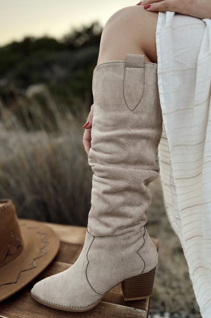 Women Modern Stylish Fashion Boots Boots Faux Leather Suede Desert Long Knee Length Western Suede Black Gusseted Cowboy Boots