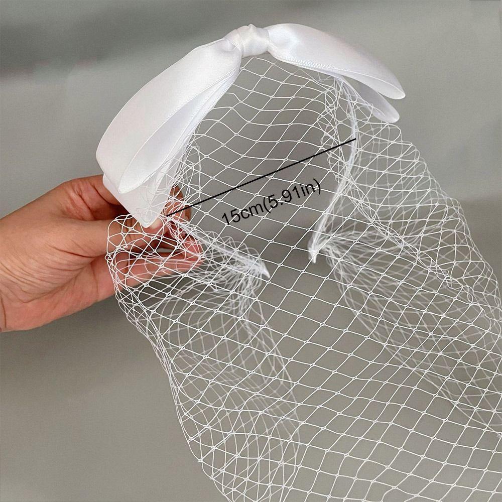 French Style Bride Veils Satin Bow Wedding Headband Exquisite Bridal Headwear Tiara